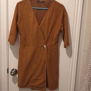 Faux suede wrap dress - like new!